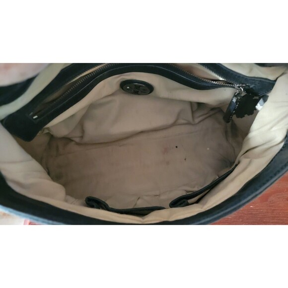 Tory Burch Audra Glazed Leather Black Satchel Bag - Picture 8 of 14